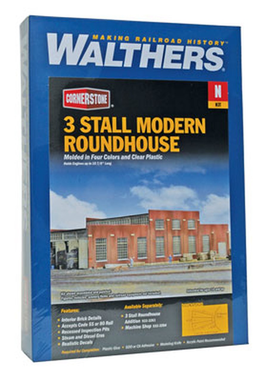 Walthers 933-3260 N 3-Stall Modern Roundhouse Building Kit