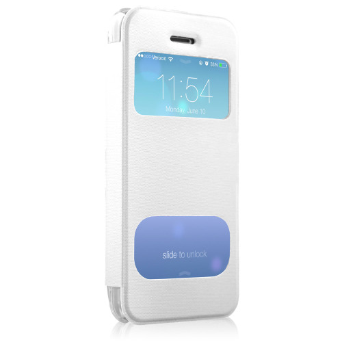 New HyperGear ID Flip Cover with Clear Back for Apple iPhone 5c - White # 12793