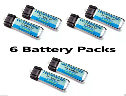New Lectron Pro 3.7 volt 160mAh 25C Lipo Battery 6 pcs Blade mCX mSR 1S160-25-L