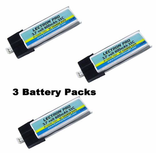 Lectron 1S600-35U 600mAh 1S 3.7V 25C LiPo (3 Pack) w/ UMX : Blade Inductrix BL