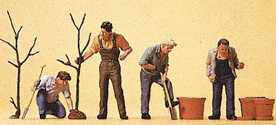 Preiser 10466 HO Scale Men Planting Trees Painted Figures (Set of 4)