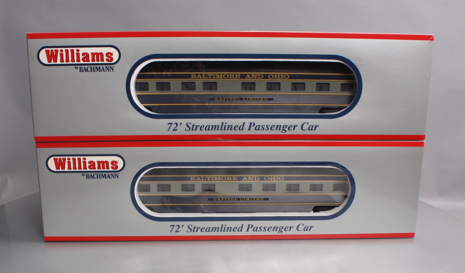 Williams 43102 O Gauge Baltimore & Ohio 72' Streamline Passenger 2-Pack