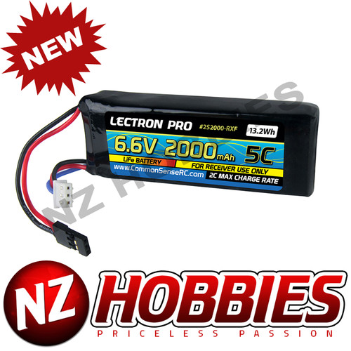 Lectron Pro 6.6V 2000mAh 5C LiFe Receiver Flat Pack Battery w/ Servo Connector