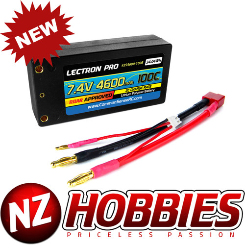 Lectron 7.4V 4600mAh 100C "Shorty Pack" Lipo Battery w/ 4mm Bullet Connectors : 1/10 Scale Cars & Trucks