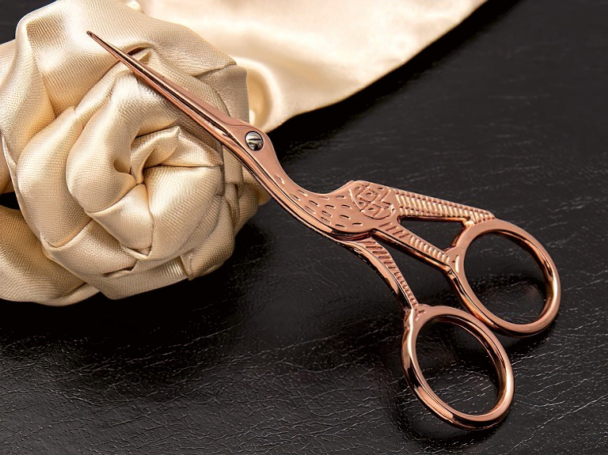 Rose Gold Embroidery Stork Scissor