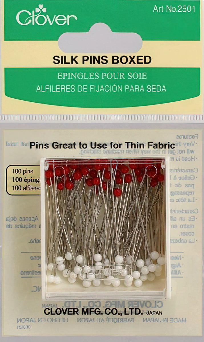 Clover Glass Head Silk Pins Boxed