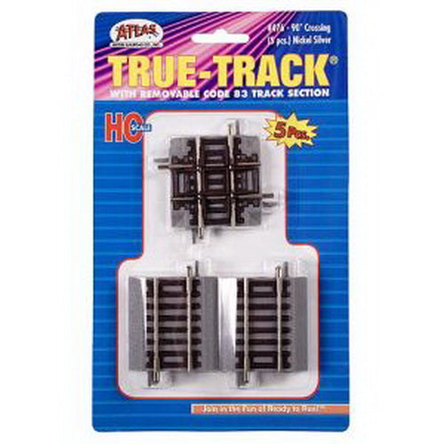 Atlas 476 HO Code 83 Nickel Silver Rail90° Crossing Track (Set of 5)