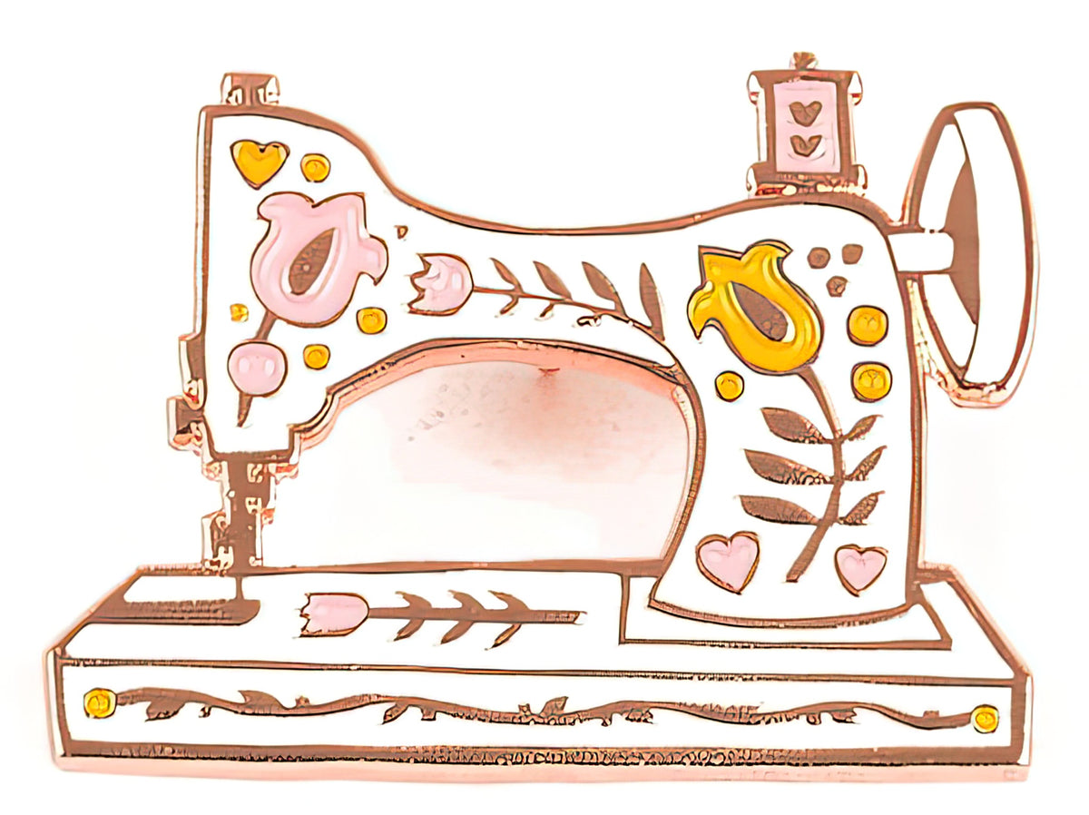 Vintage White Sewing Machine Enamel Pin by Holly Lesue