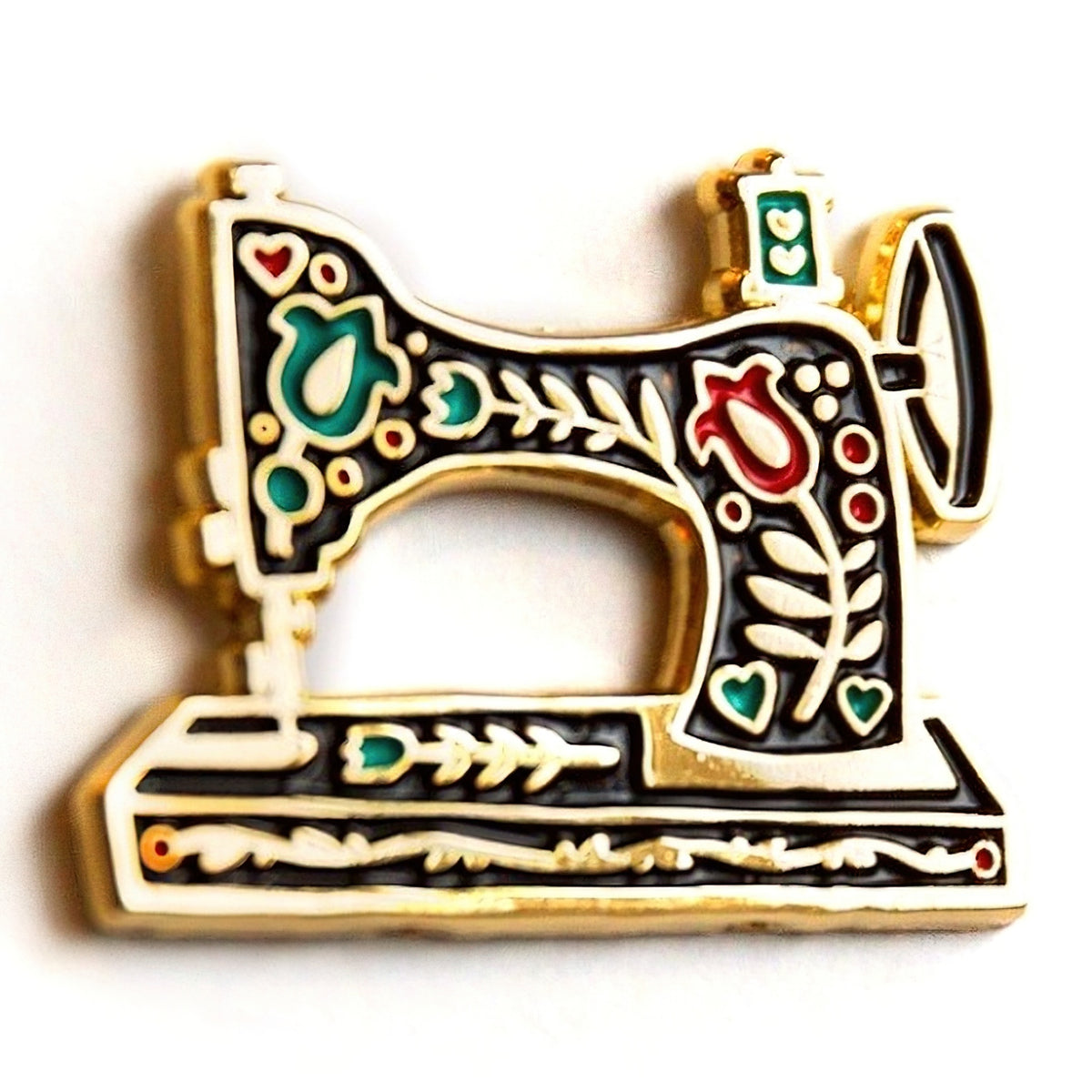 Vintage Black Sewing Machine Enamel Pin by Holly Lesue