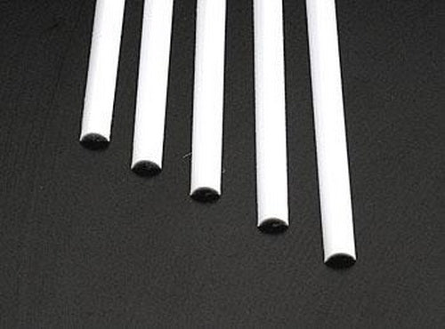 Plastruct 90887 .250" x 10" x .125" Half-Round Styrene Rod (Pack of 5)