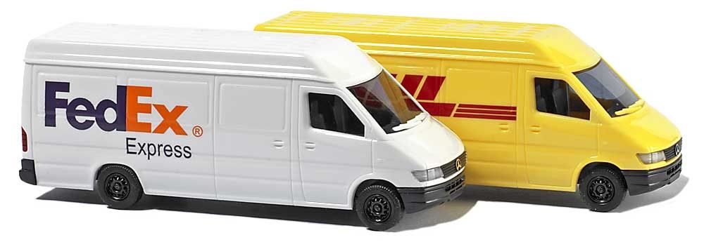 Busch 8304 N Mercedes Benz Fed Ex & DHL Sprinter Delivery Vans (Set of 2)