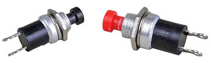 Single Pole Single Throw Push Button Control Panel Switches - Quickie -- 2 Each Black (Normally Closed) & Red (Normally Open)