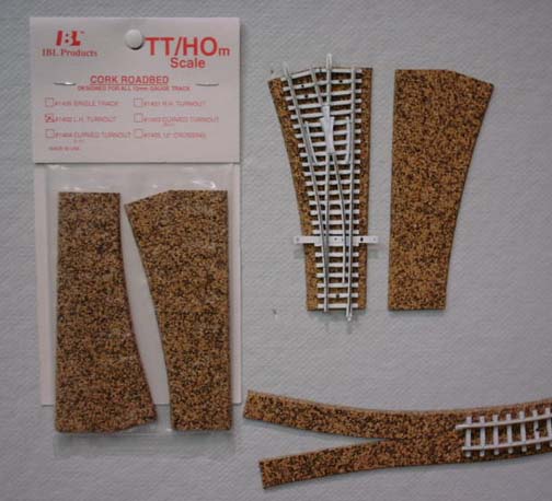 Itty Bitty Lines 1403 TT Cork Roadbed Precut Right Hand Curved Turnout