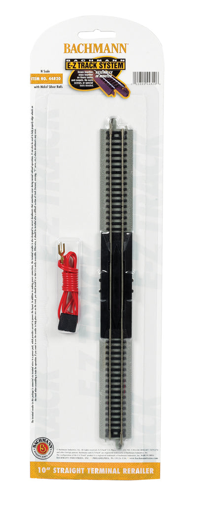 Bachmann 44820 N Scale Nickel Silver10'''' Straight E-Z Track Terminal Rerailer