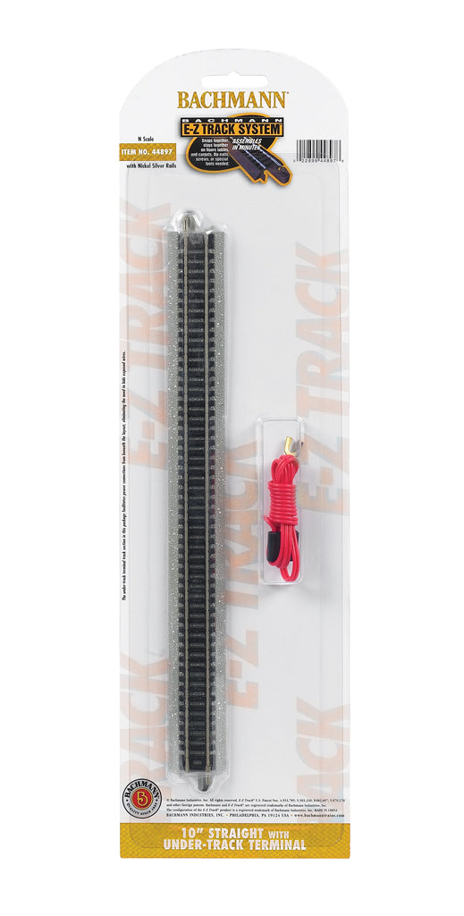 Bachmann 44897 N Nickel Silver 10" Straight E-Z Track w/Under-Track Terminal