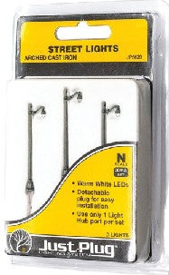 Woodland Scenics JP5639 N Just Plug Arched Cast Iron Street Lights (Pack of 3)