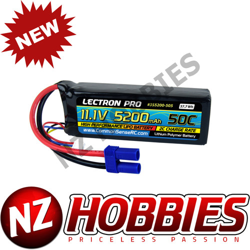 Lectron Pro 11.1V 3S 5200mAH 50C Lipo Battery w/ EC5 1/10 Vehicle,Midsize Heli