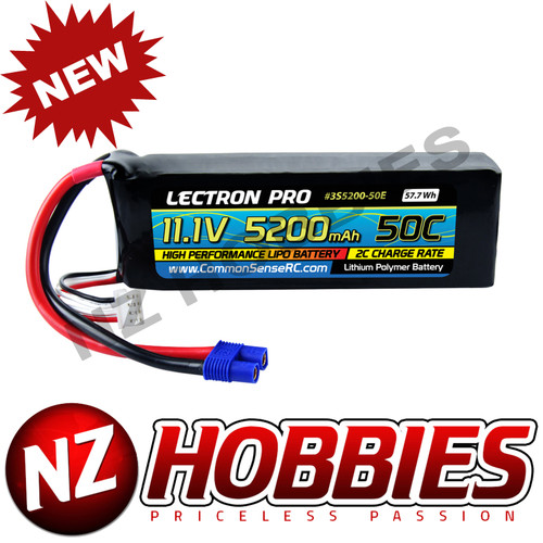 Lectron Pro 11.1V 3S 5200mAH 50C Lipo Battery w/ EC3 1/10 Vehicle,Midsize Heli