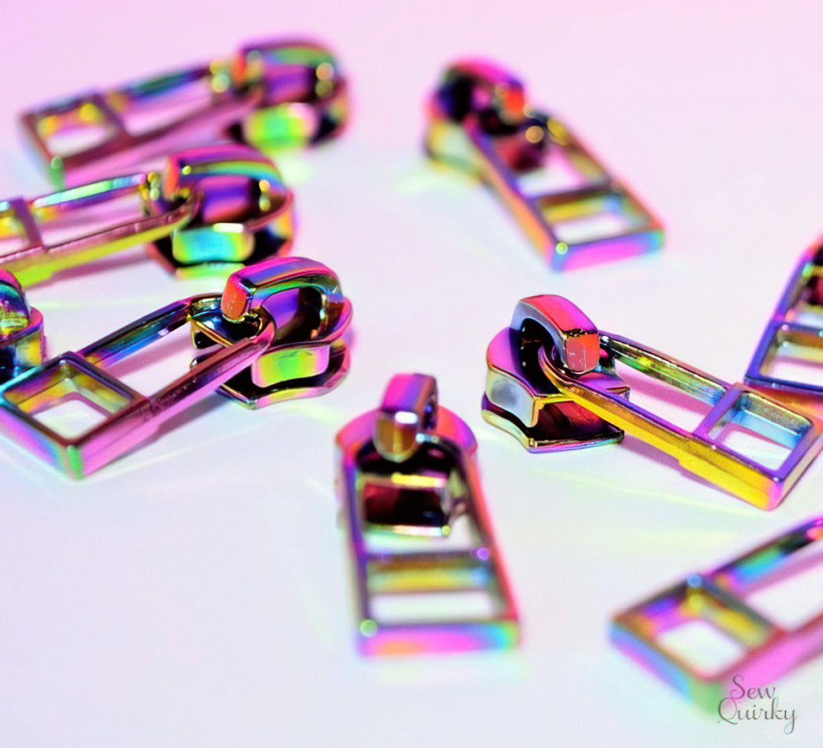 Iridescent Rainbow Zipper Pulls Size 5 10 pack by Sew Quirky