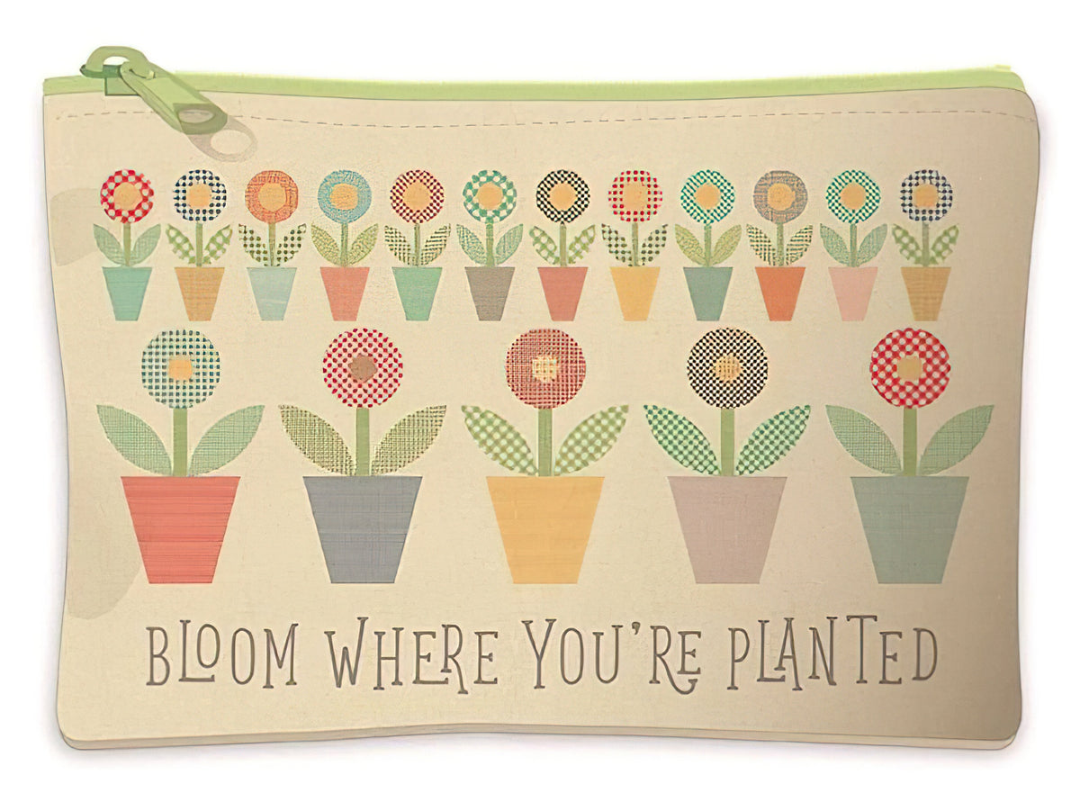 Gingham Garden Large Canvas Zipper Pouch