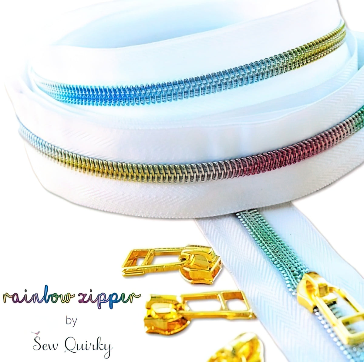 White Rainbow Zipper by Sew Quirky
