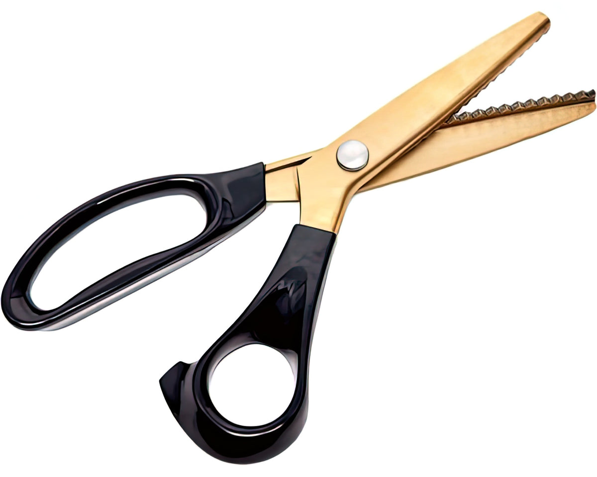 Hemline Gold Pinking Shears 9.25 inch with Black Handle