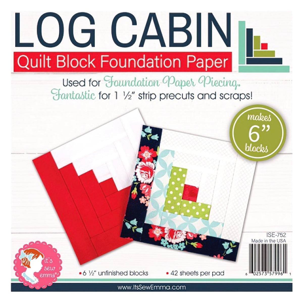 Log Cabin 6 inch Block Foundation Paper Pad by Its Sew Emma