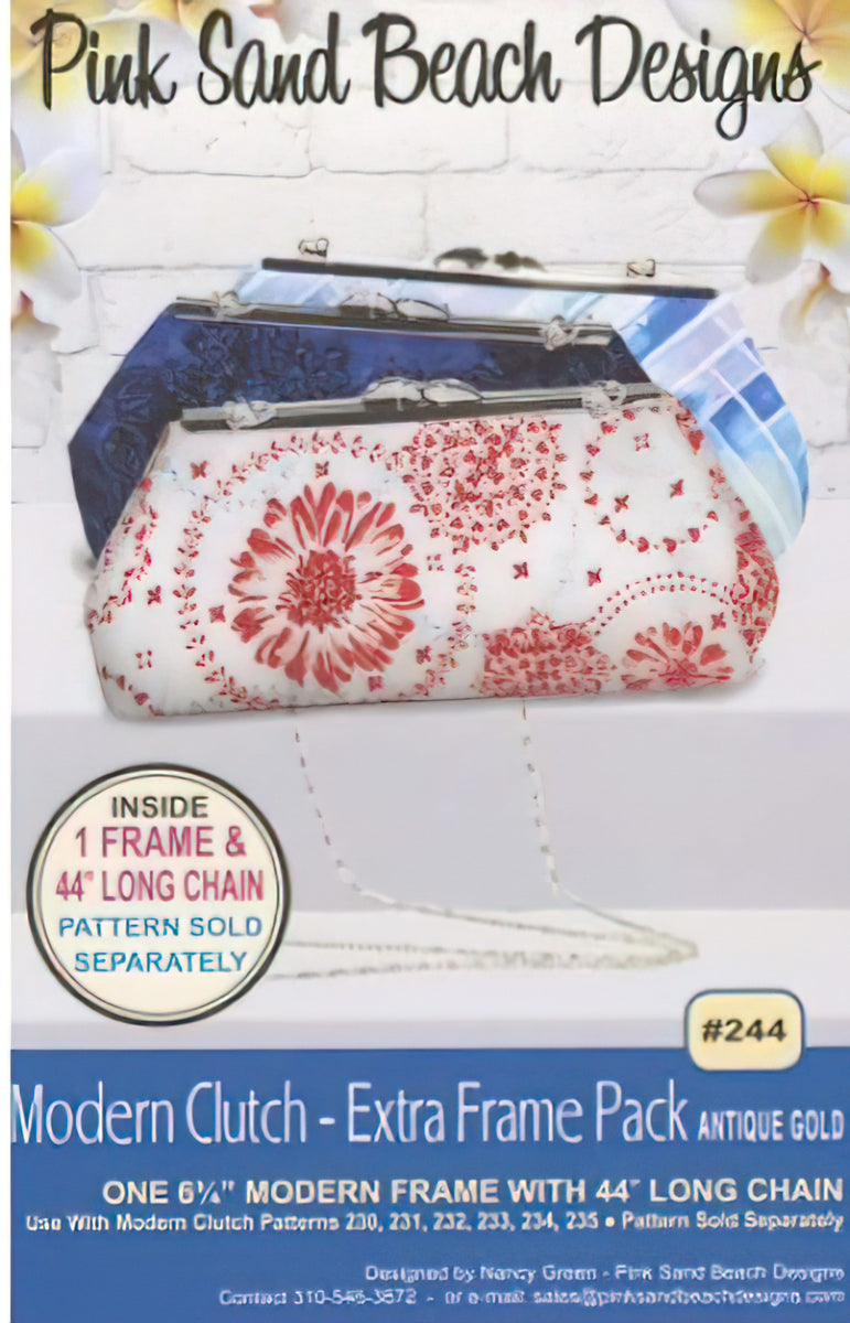 Pink Sand Beach Designs: Modern Clutch Extra Frame Antique Gold Frame & Chain