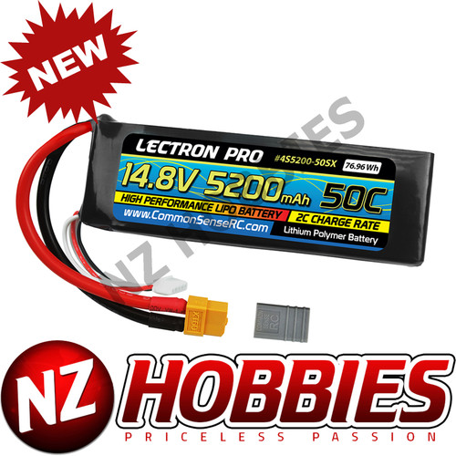 Lectron 14.8V 5200mAh 50C Lipo Battery Soft Pack w/ XT60 + CSRC adapter