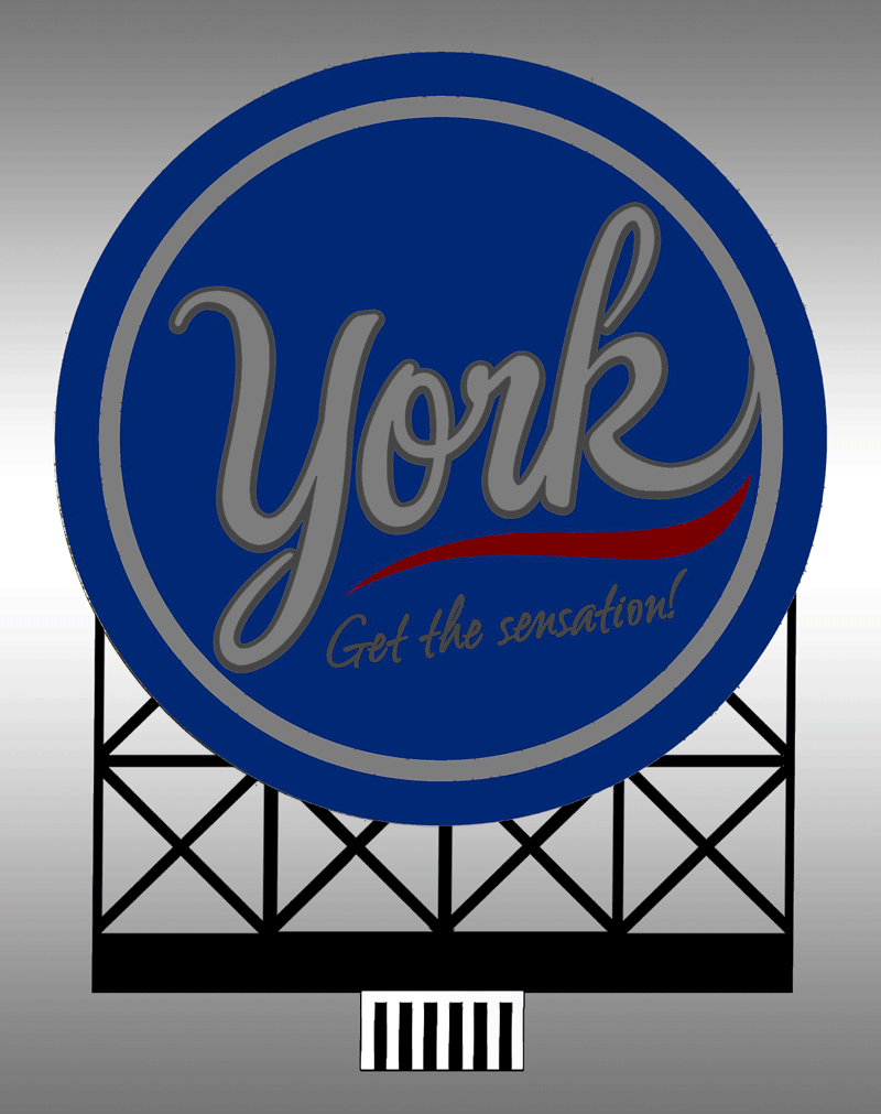 York Peppermint Pattie Animated Billboard -- Small for HO and N Scales, 1-3/8 x 2-3/16"3.5 x 5.6cm
