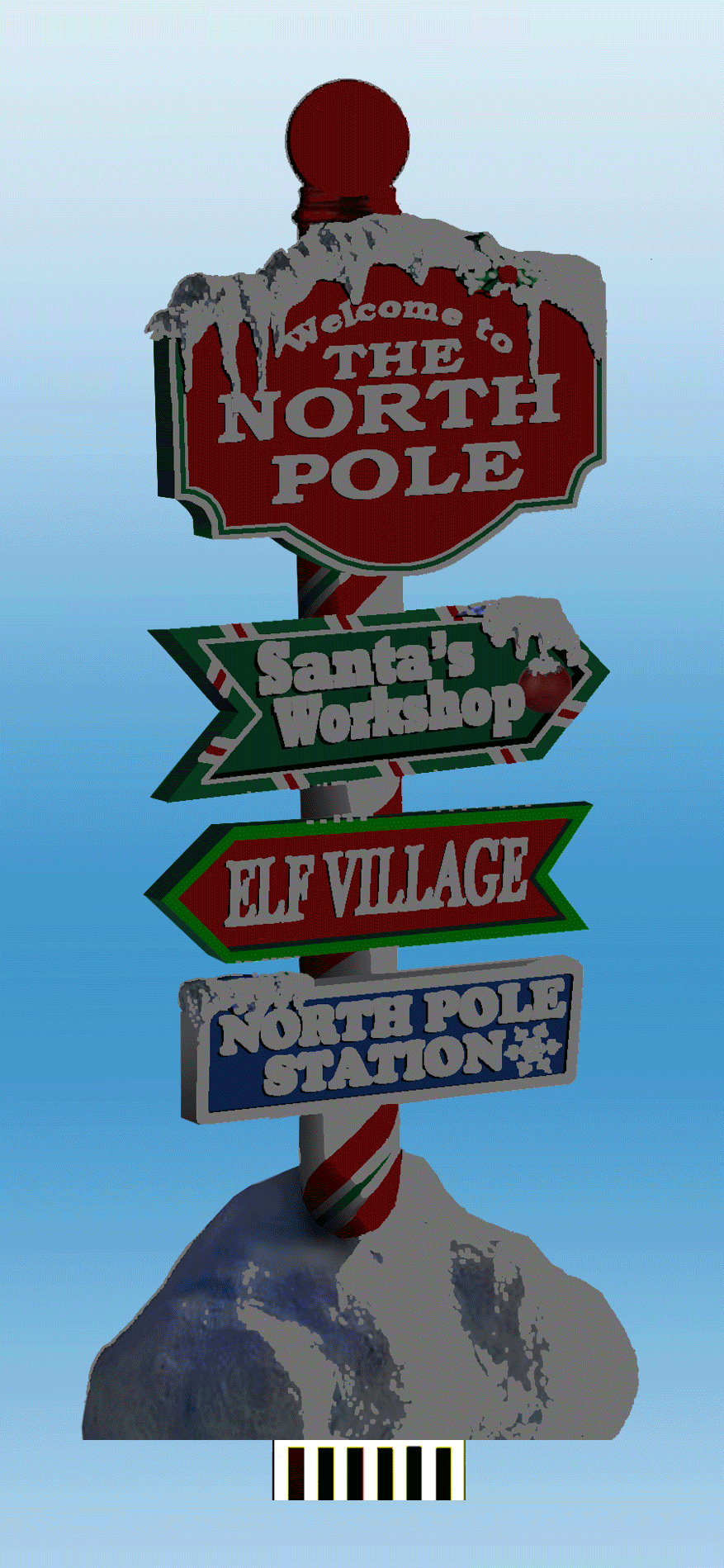 North Pole Christmas Animated Neon Sign -- Large for HO and O Scales: 2-1/4 x 5-1/2"5.7 x 14cm
