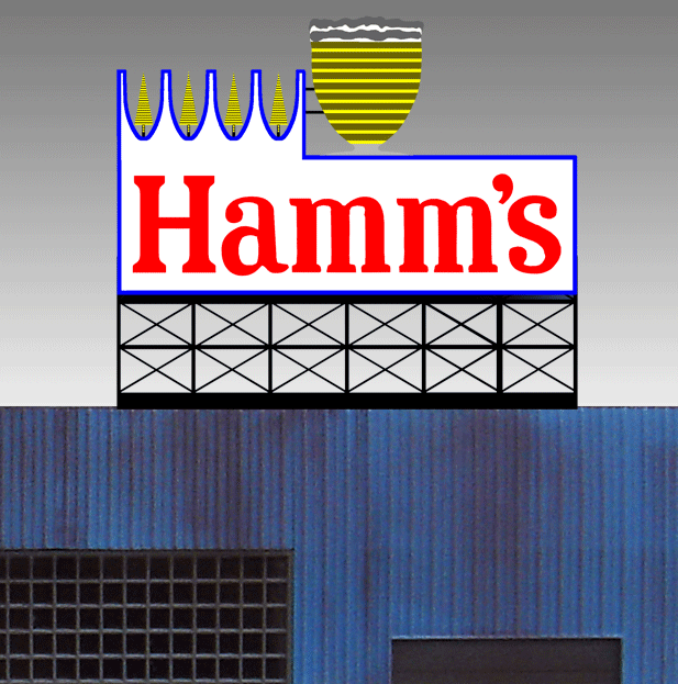 Hamm's Brewing Animated Neon Billboard -- Large for HO and O Scales 5-1/8 x 4-3/8"13 x 11.2cm