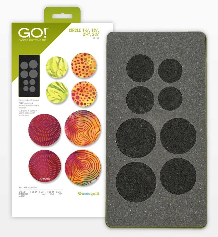 Accuquilt GO! Die 55155 Circle Circle-1 1/2", 1 3/4", 2 1/4", 2 1/2