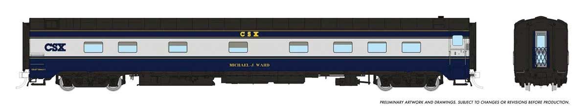 10-5 Sleeper - Ready to Run - Super Continental Line™ -- CSX "Michael J. Ward" (blue, gray, black, yellow)