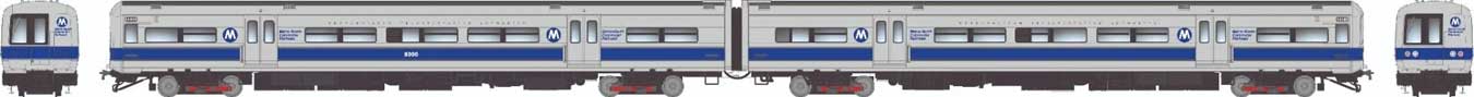 Budd M3A Electric 2-Railcar Set - Sound and DCC -- Metro-North Commuter Railroad MNCR#8012, 8013 (blue stripe scheme, silver, b