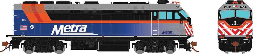 EMD F40PHM-2 "Winnebago" - Sound and DCC -- Metra #212 (Fade Scheme, blue, orange, red, white, black)