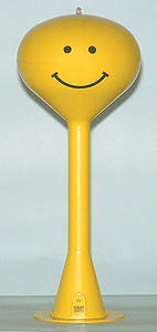 Spherical Water Tower w/Flashing Red Light - 9-3/4"24.7cm Tall -- Yellow (Smiley Face)