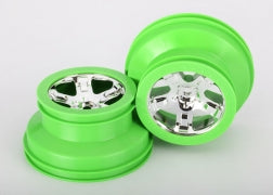 Traxxas TRA6875 Wheels, SCT, chrome, green beadlock style, dual pr