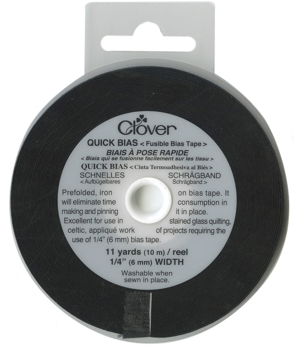 Clover Black Fusible Quick Bias Tape 11 yards x 1/4"