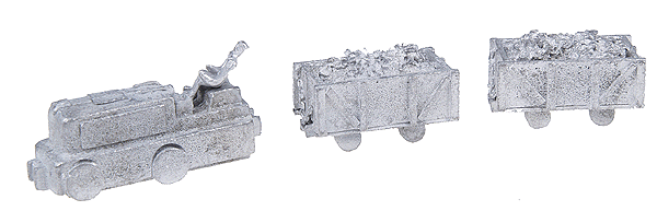 M-Trak™ Equipment -- Mine Engine (Unpowered) with Driver & Two 4-Ton Cars
