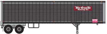 40' Corrugated Van Trailer - Assembled -- Rio Grande Motorway, Inc. #2423 (silver, Boxcar Red; Flying Grande Logo)