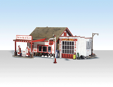 Fill'er Up & Fix'er - Built-&-Ready Landmark Structures -- Assembled - 3-3/16 x 2-7/8"8.09 x 7.31cm