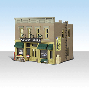 Luebner's General Store - Built & Ready Landmark Structures -- Assembled - 2-7/16 x 2 x 2-1/4"6.2 x 5.1 x 5.7cm