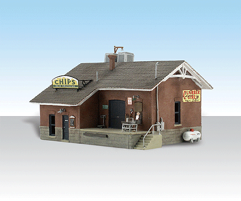Chip's Ice House - Built & Ready Landmark Structures -- Assembled - 3-71/6 x 2-17/32"8.73 x 6.42cm