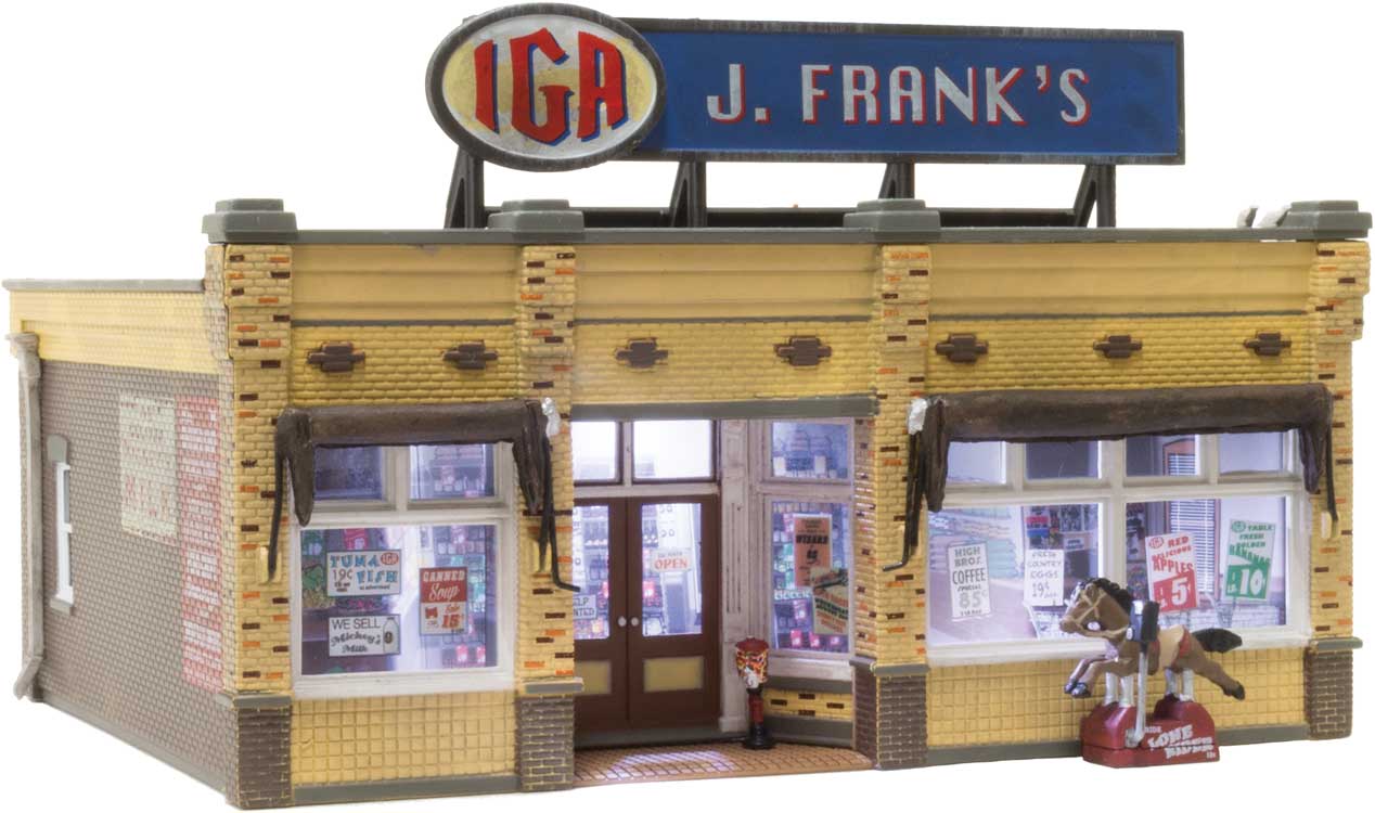 Built-&-Ready Landmark Structures - Assmebled -- J. Frank's Grocery - 3-1/4 x 2-9/16"8.3 x 6.5cm