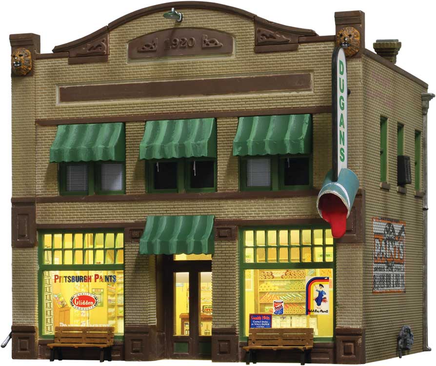 Dugan's Paint Store - Built & Ready Landmark Structures -- Assmebled - 2-1/2 x 2 x 2 1/2"6.35 x 5.08 x 6.35 cm