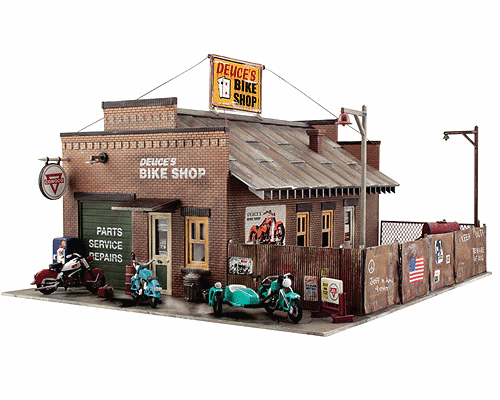 Deuce's Bike Shop - Built-&-Ready Landmark Structures -- Assembled - 5 x 6"12.7 x 15.2 cm