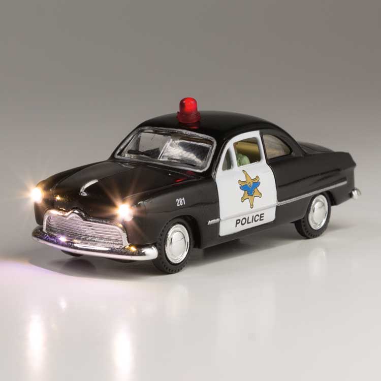 Just Plug Lighted Vehicle -- Police Car (black, white)