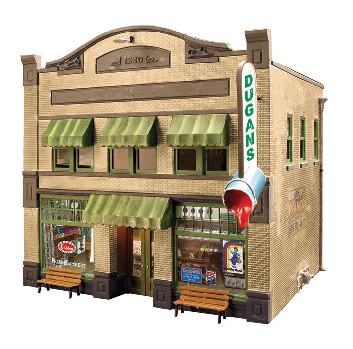 Dugan's Paint Store - Built & Ready Landmark Structures -- Assembled - 8-1/8 x 6-11/16 x 7-1/2"20.6 x 16.9 x 19cm