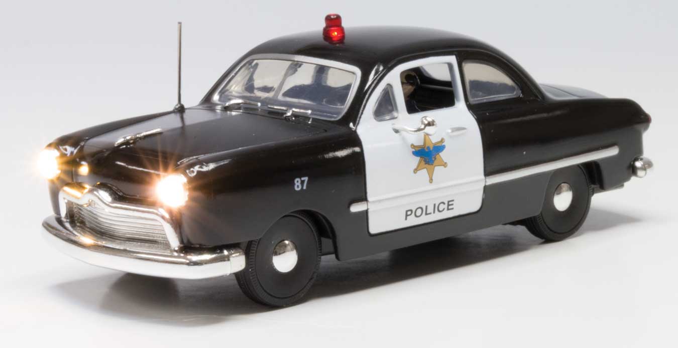 Police Car - Just Plug Lighted Vehicle -- Black, White